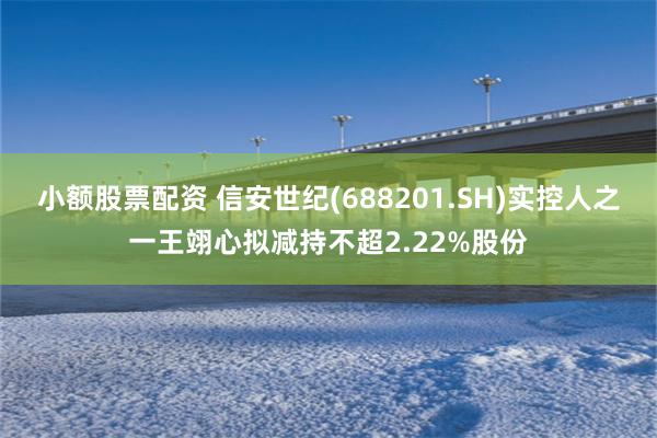 小额股票配资 信安世纪(688201.SH)实控人之一王翊心拟减持不超2.22%股份