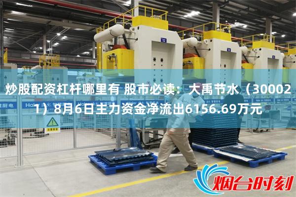 炒股配资杠杆哪里有 股市必读：大禹节水（300021）8月6日主力资金净流出6156.69万元